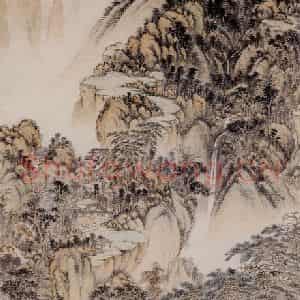 明代 王时敏《仿大痴山水图轴》国画山水作品图片鉴赏