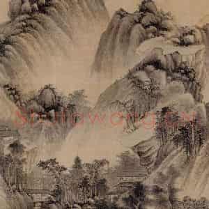明代 王时敏《山楼客话图轴》国画山水作品图片鉴赏