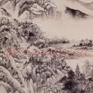 明代 王时敏《仿黄公望山水图轴》国画山水作品图片鉴赏
