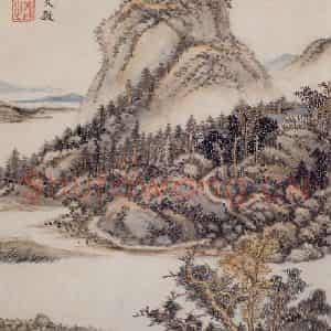 明代 王时敏《仿古山水图册》国画山水作品图片鉴赏