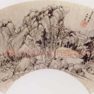 明代 王时敏《山水图扇》国画山水作品图片鉴赏