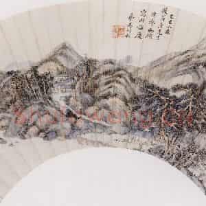 明代 王时敏《山水图扇》国画山水作品图片鉴赏