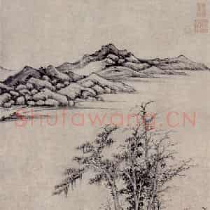 明代 王时敏《春林山影图轴》国画山水作品图片鉴赏