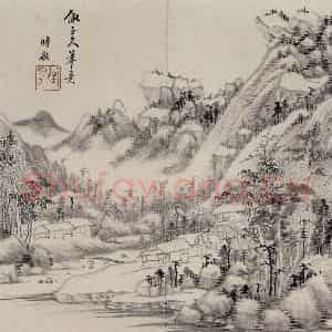 明代 王时敏《仿古山水图册》国画山水作品图片鉴赏