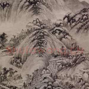 明代 王时敏《仿黄公望山水图轴》国画山水作品图片鉴赏