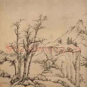 清代 弘仁《山水册》国画山水作品图片鉴赏