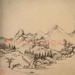 清代 弘仁《山水册》国画山水作品图片鉴赏