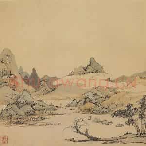 清代 弘仁《山水册》国画山水作品图片鉴赏