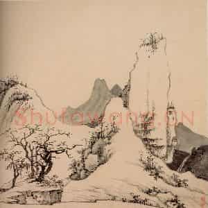 清代 弘仁《山水册》国画山水作品图片鉴赏