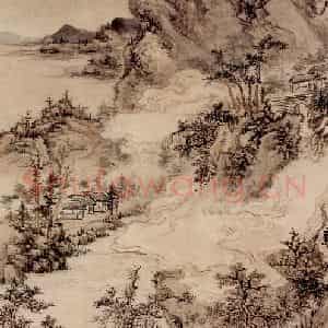 清代 髡残《青峰凌霄图轴》国画山水作品图片鉴赏