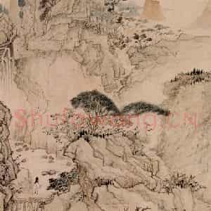 清代 石涛《细雨虬松图轴》国画山水作品图片鉴赏