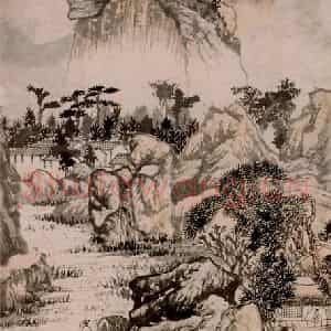 清代 石涛《卓然庐图轴》国画山水作品图片鉴赏