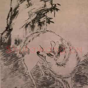 清代 朱耷《鹿图轴》国画走兽作品图片鉴赏