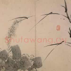 清代 朱耷《墨花册》国画花鸟作品图片鉴赏