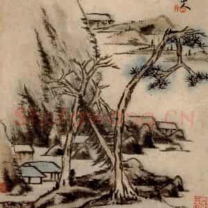 清代 朱耷《书画册》国画山水作品图片鉴赏