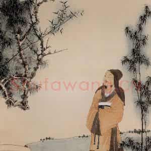 1946年 谢稚柳《白石道人诗意图》国画综合作品图片鉴赏