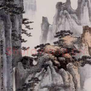 1960年 谢稚柳《云壑松风图》国画山水作品图片鉴赏
