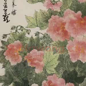 1973年 谢稚柳《红霞万朵图》国画花鸟作品图片鉴赏