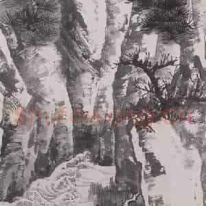 1979年 谢稚柳《松泉图》国画山水作品图片鉴赏