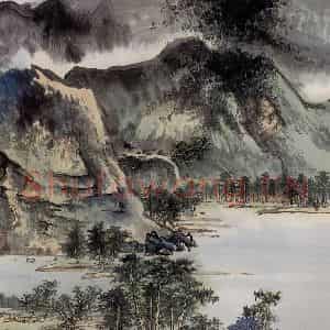 1979年 谢稚柳《落寞山水图》国画山水作品图片鉴赏