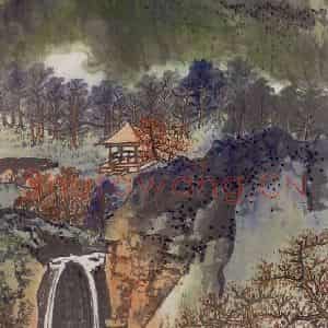 1985年 谢稚柳《林壑初秋图》国画山水作品图片鉴赏
