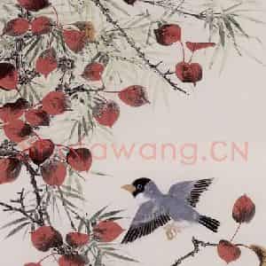 1986年 谢稚柳《秋禽图》国画花鸟作品图片鉴赏