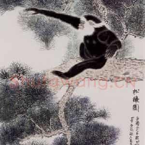 1994年 谢稚柳《松泉图》国画花鸟作品图片鉴赏