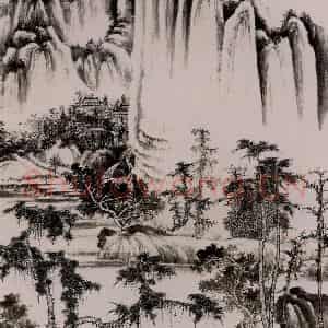 1948年 谢稚柳《仿郭熙谿山秋霁图》国画山水作品图片鉴赏