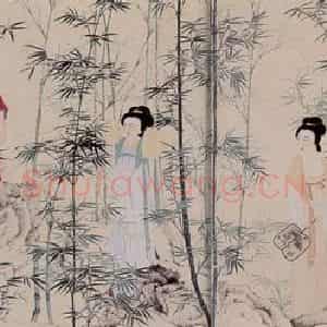 1949年 谢稚柳《四美图卷》国画综合作品图片鉴赏