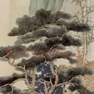 1949年 谢稚柳《茂林叠嶂图》国画山水作品图片鉴赏