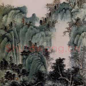 1949年 谢稚柳《碧嶂乔柯图》国画山水作品图片鉴赏