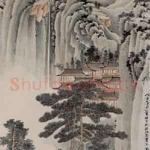 1951年 谢稚柳《通景屏》国画山水作品图片鉴赏