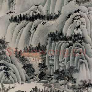 1951年 谢稚柳《通景屏》国画山水作品图片鉴赏
