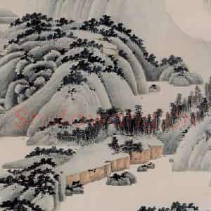 1951年 谢稚柳《通景屏》国画山水作品图片鉴赏