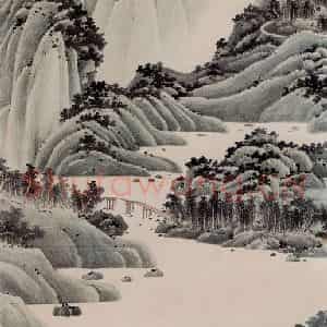 1951年 谢稚柳《通景屏》国画山水作品图片鉴赏