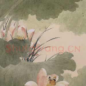 1957年 谢稚柳《莲塘清晓图》国画花鸟作品图片鉴赏