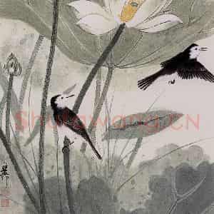 60年代 谢稚柳《洛波微步图》国画花鸟作品图片鉴赏