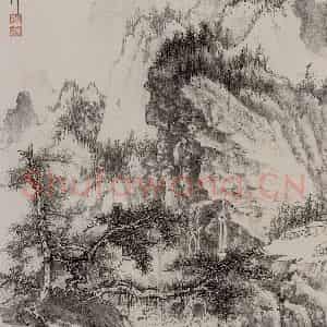 60年代 谢稚柳《墨笔山水册》国画山水作品图片鉴赏