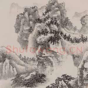60年代 谢稚柳《墨笔山水册》国画山水作品图片鉴赏