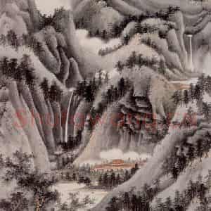 1960年 谢稚柳《青绿山水图》国画山水作品图片鉴赏