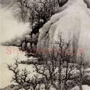 清代 龚贤《隔溪山水图轴》国画山水作品图片鉴赏