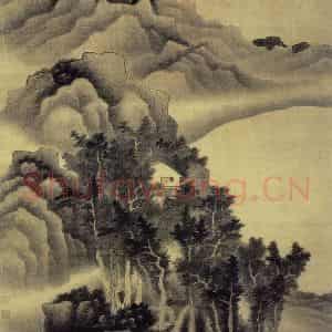 清代 龚贤《临董源山水图轴》国画山水作品图片鉴赏