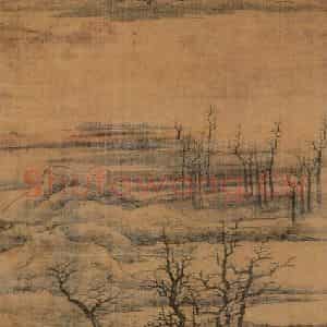 清代 龚贤《水村烟树图轴》国画山水作品图片鉴赏