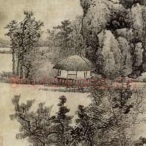 清代 龚贤《溪山草阁图轴》国画山水作品图片鉴赏