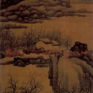 清代 龚贤《野水渔村图轴》国画山水作品图片鉴赏