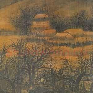 清代 龚贤《溪柳村居图轴》国画山水作品图片鉴赏