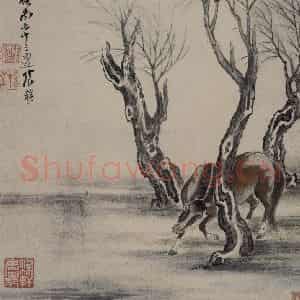 清代 张穆《禽鸟骏马图册》国画花鸟作品图片鉴赏