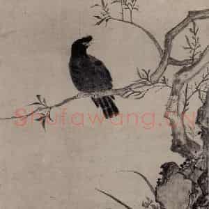 清代 张穆《籣石八哥图轴》国画花鸟作品图片鉴赏