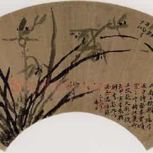 清代 张穆《籣花图扇面》国画花鸟作品图片鉴赏