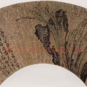 清代 张穆《水仙灵石图扇面》国画花鸟作品图片鉴赏